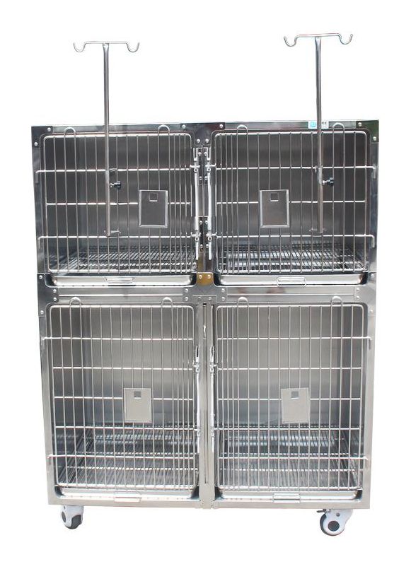 Stainless steel veterinary hospitalization cage bank in 304 stainless steel